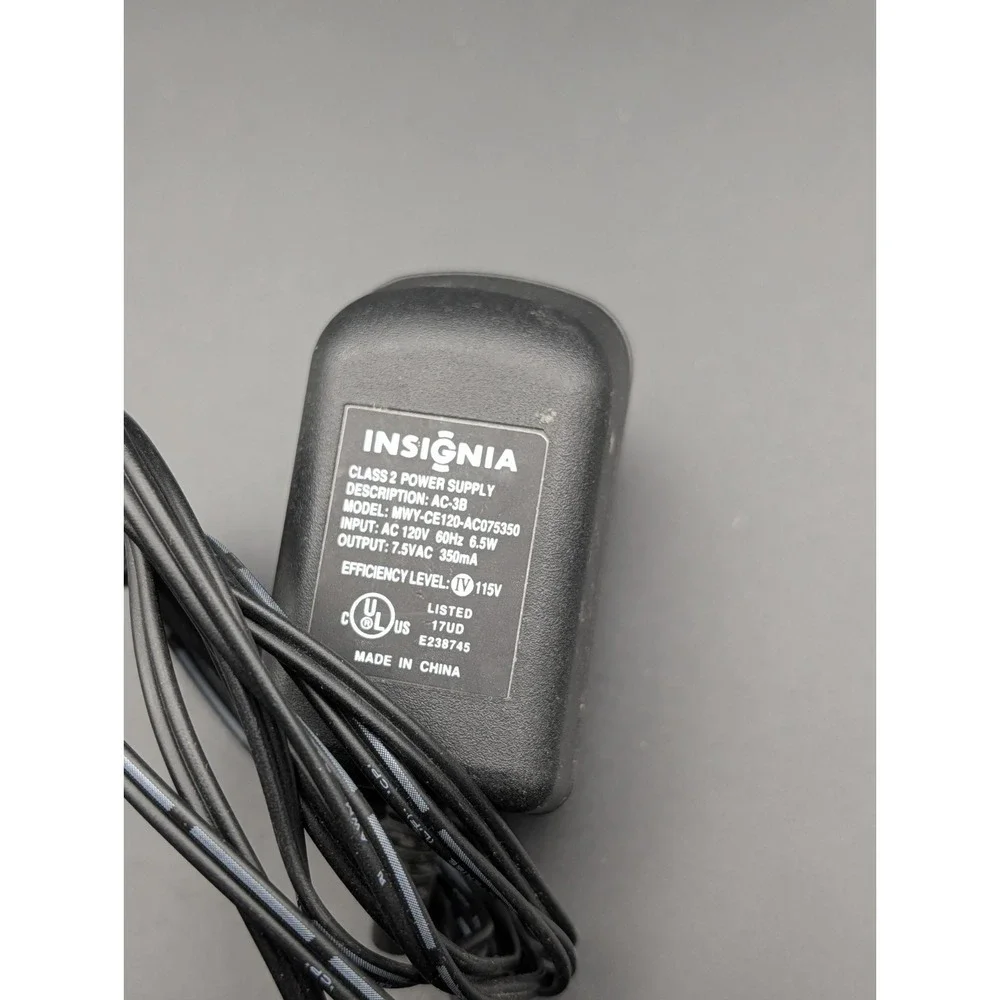 Insignia MWY-CE120-AC075350 Class 2 Power Supply Adapter 7.5V 350mA